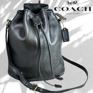 Coach Nicholas Bucket Bag Sleek Black Leather Drawstring Tote 9946